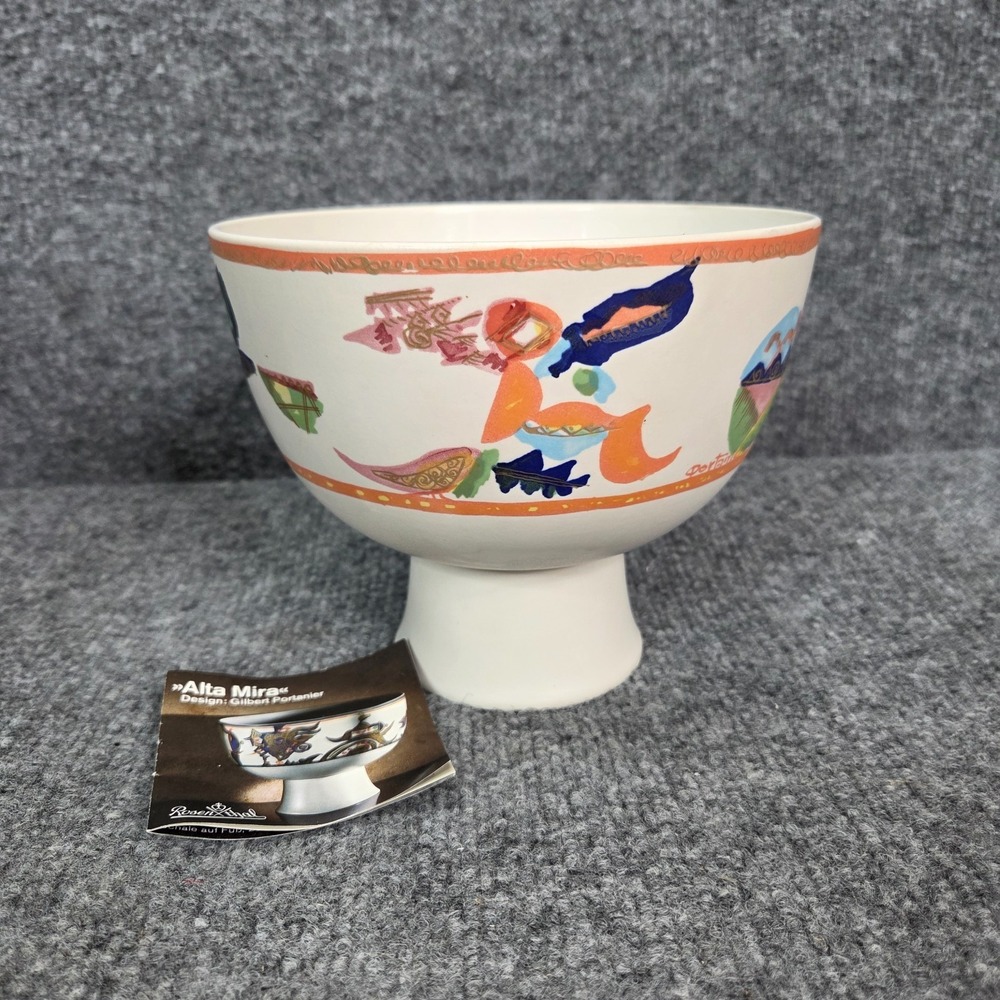 Gilbert Portanier Rosenthal Alta Mira Pedestal Bowl ceramic 5.5" tall MCM